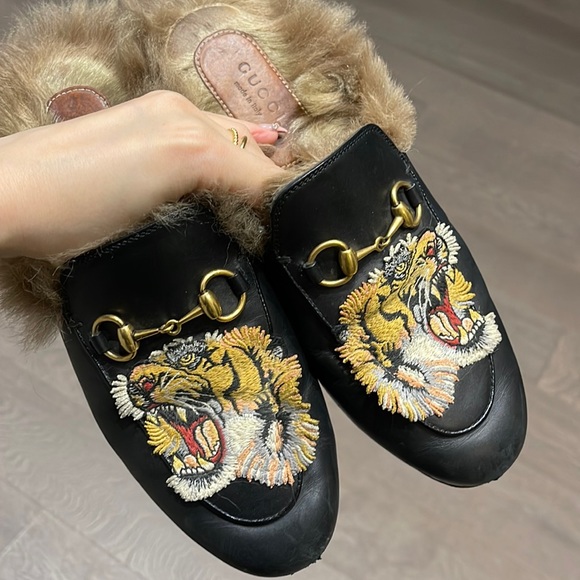 Gucci Princetown Slipper Fur Loafers - Picture 3 of 12